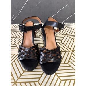 Vionic Peony Black Leather Sandal | Size 7